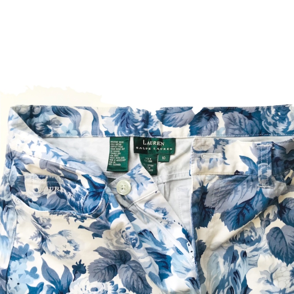 Ralph Lauren blue flora pants size 10 - Picture 4 of 6